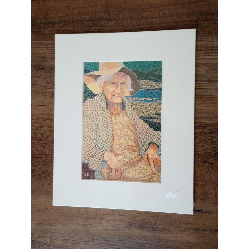 Deidre Scherer 1993 Matted Print In Plastic 10"X8" Title Unknown (Older Woman)